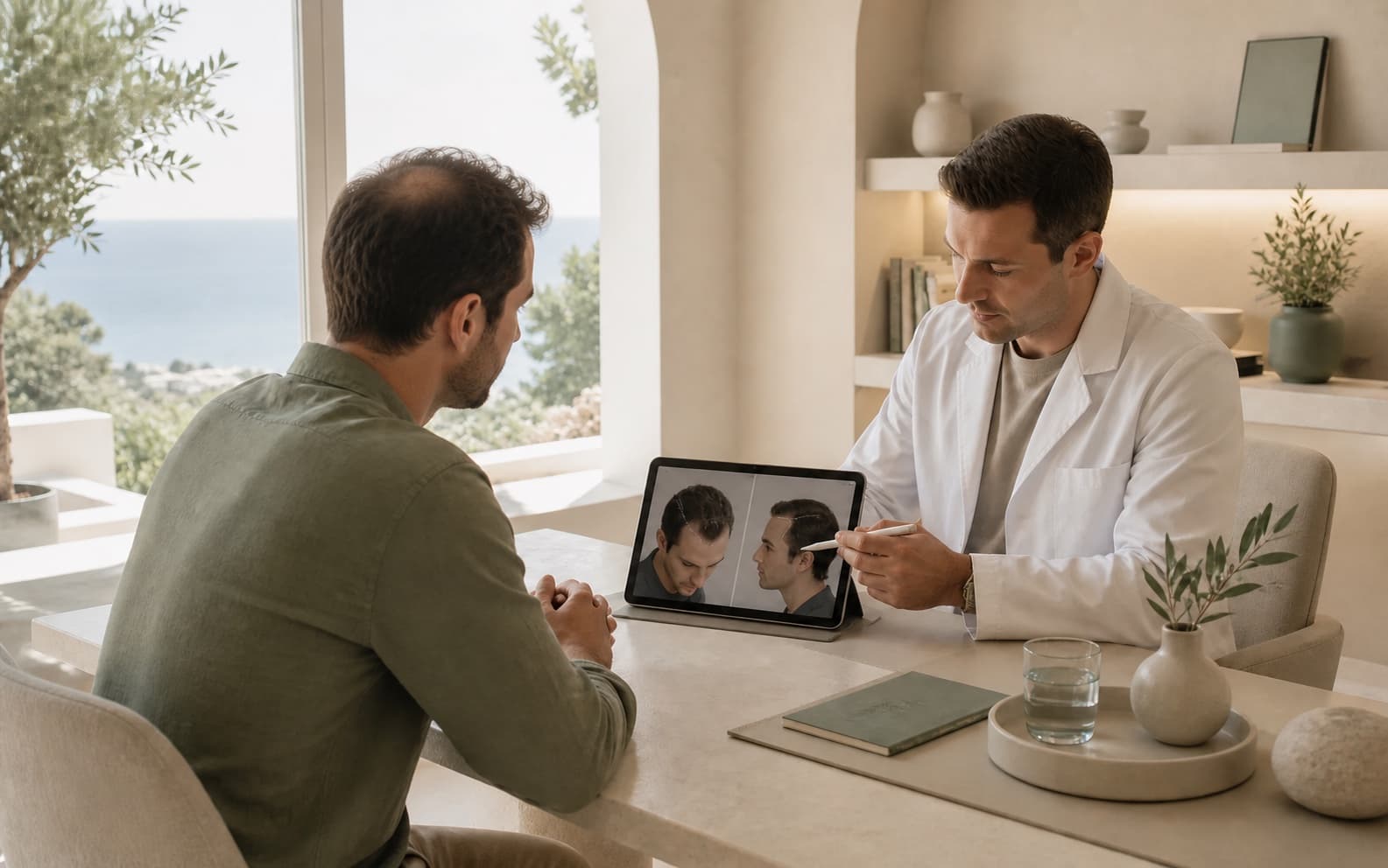 Hair Restoration illustrative consultation scene